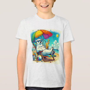 Cool Summer Vibes Polar Bear Design Tri-Blend Shirt