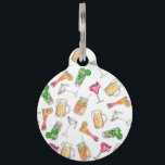 Cool Summer Watercolor Painted Mixed Drinks Patter Pet Tag<br><div class="desc">This fun and summery hand painted watercolor mixed drinks pattern with daiquiri, beer, fruity drink, mojito, ice tea, and martini on white is perfect for the trendy and stylish woman. Its hipster and cute print is great for many gifts and occasions. Enjoy this foodie and artsy print for your next...</div>