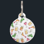 Cool Summer Watercolor Painted Mixed Drinks Patter Pet Tag<br><div class="desc">This fun and summery hand painted watercolor mixed drinks pattern with daiquiri, beer, fruity drink, mojito, ice tea, and martini on white is perfect for the trendy and stylish woman. Its hipster and cute print is great for many gifts and occasions. Enjoy this foodie and artsy print for your next...</div>