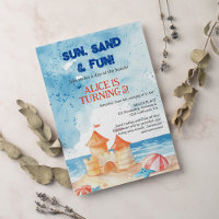 Cool Sun Fun Beach Party Sand Castle Kids Birthday