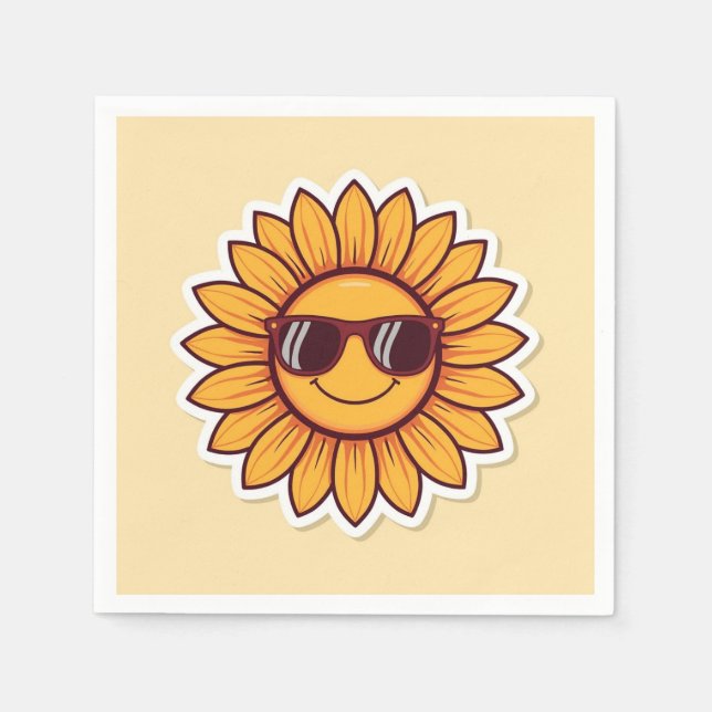 Cool Sunflower with Sunglasses Napkins (Front)