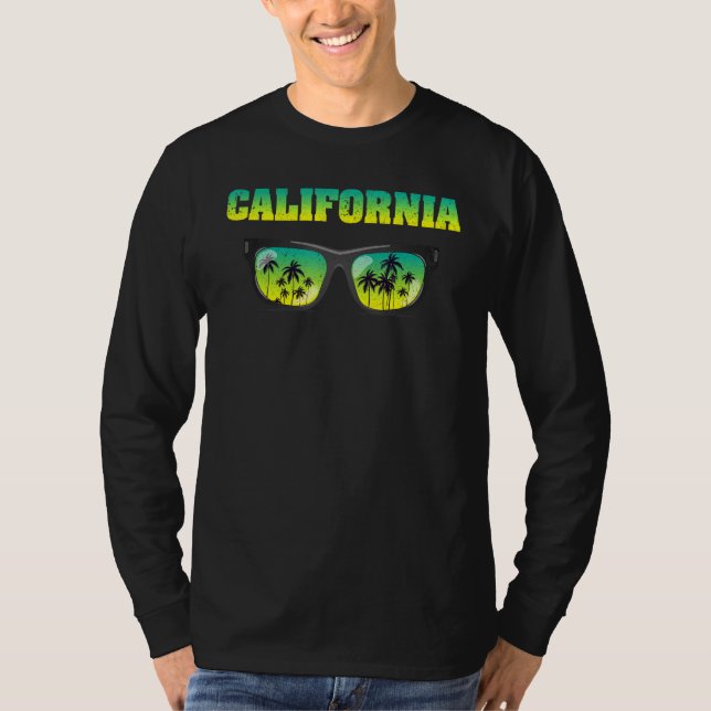 Cool Sunglasses Californian Summer Palm Trees Cali T-Shirt (Front)