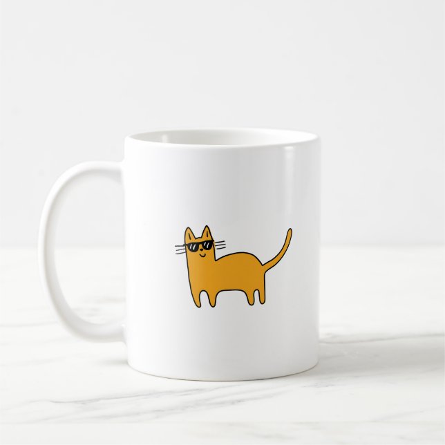 Cool Sunglasses Cat Coffee Mug (Left)