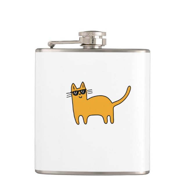 Cool Sunglasses Cat Flask (Front)