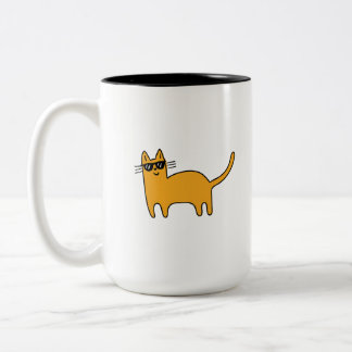 Cool Sunglasses Cat Two-Tone Coffee Mug