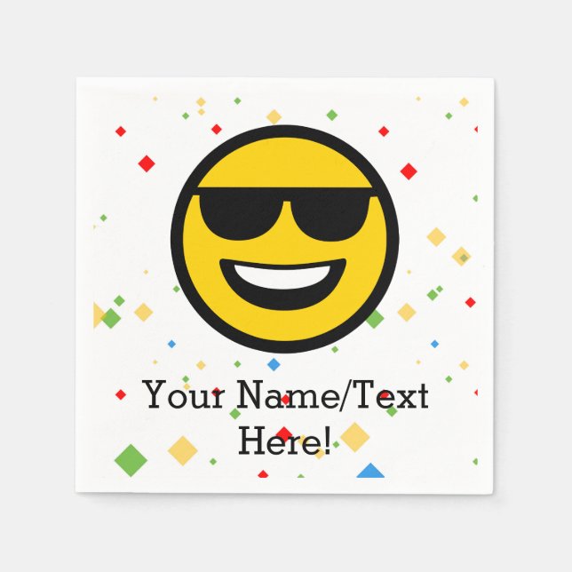 Cool Sunglasses Emoji Napkins (Front)