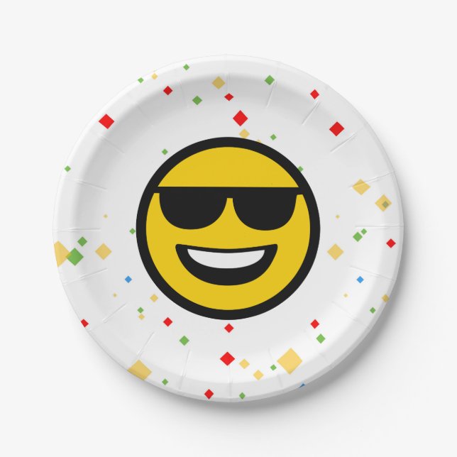Cool Sunglasses Emoji Paper Plates (Front)