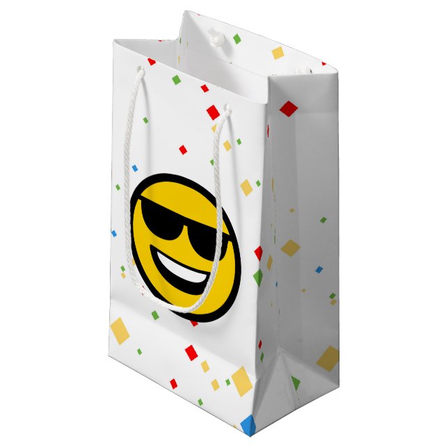 Cool Sunglasses Emoji Small Gift Bag (Front Angled)
