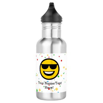 Cool Sunglasses Emoji Stainless Steel Water Bottle by CustomInvites at Zazzle