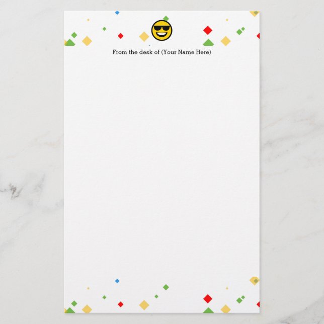 Cool Sunglasses Emoji Stationery (Front)
