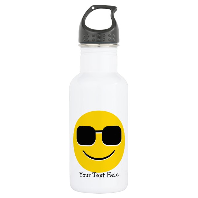 Cool Sunglasses Emoji Water Bottle (Front)