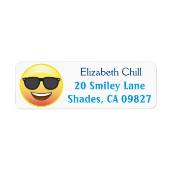 Cool Sunglasses Happy Emoji Return Address Label by EmojiSass at Zazzle