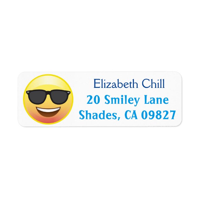 Cool Sunglasses Happy Emoji Return Address Label (Front)