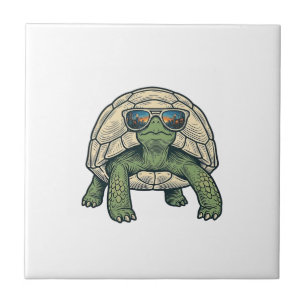 Cool Sunglasses Tortoise Vintage Vector Design_1 Ceramic Tile