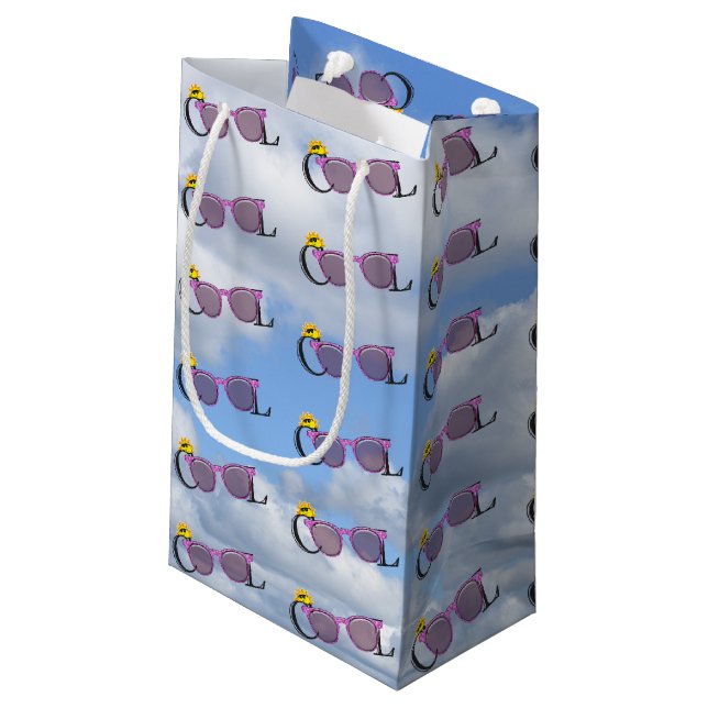 Cool sunglasses with sunshine in sky small gift bag (Back Angled)
