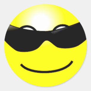 Cool Sunglasses Yellow Face Classic Round Sticker