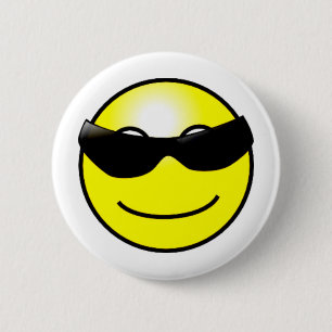 Cool Sunglasses Yellow Face Pinback Button