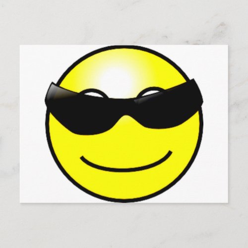 Cool Sunglasses Yellow Face Postcard