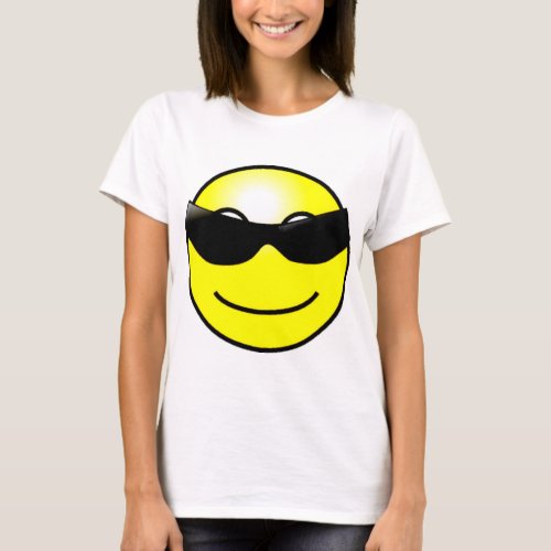 Cool Sunglasses Yellow Smiley Face T_Shirt