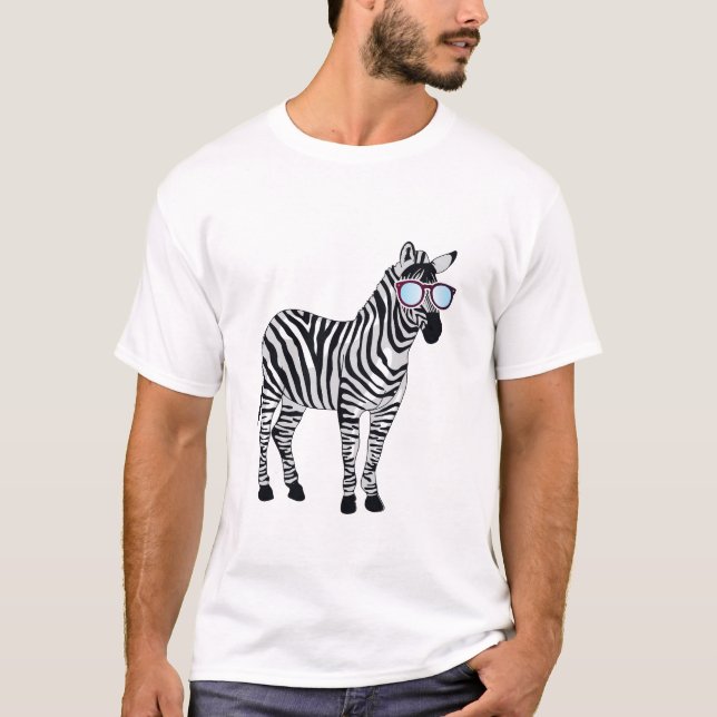 Cool Sunglasses Zebra Zookeeper Wildlife Animal T-Shirt (Front)