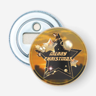 Cool Sunrise Gold Black Metallic Stars Merry Xmas Bottle Opener