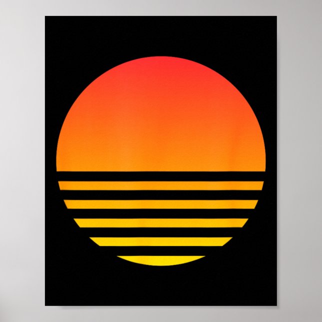 Cool Sunset Summer Beach Surf 80s Retro Vaporwave Poster (Front)
