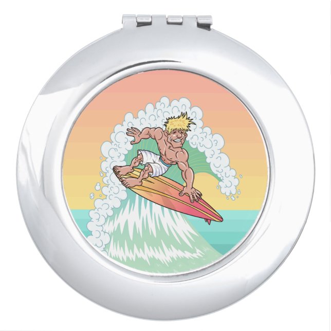 Cool Sunset Surfer Compact Mirror (Front)