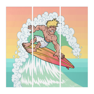 Cool Sunset Surfer Triptych