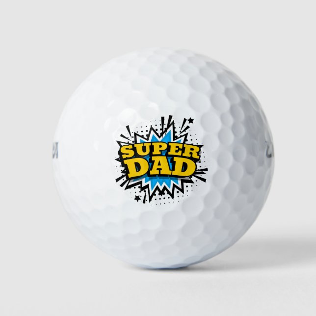 Cool Super Dad Blue Black Yellow White Golf Balls (Front)