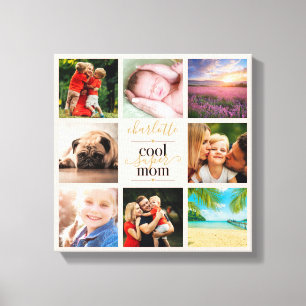 Cool Super Mom 8 Photo Blush Pink Personalized Canvas Print