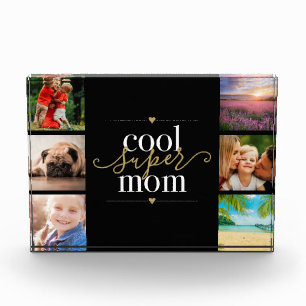 Cool Super Mom Black And Gold 6 Photo Block
