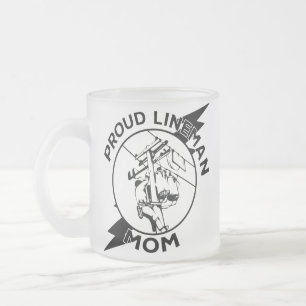 Cool Super Proud Lineman Mom- Mother's day Frosted Glass Coffee Mug