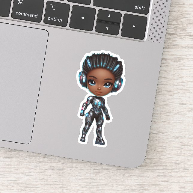 cool superhero chibi girl sticker (Detail)
