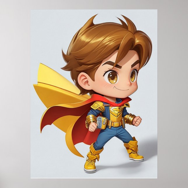 Cool Superhero Comic Boy AI Art  Poster (Front)