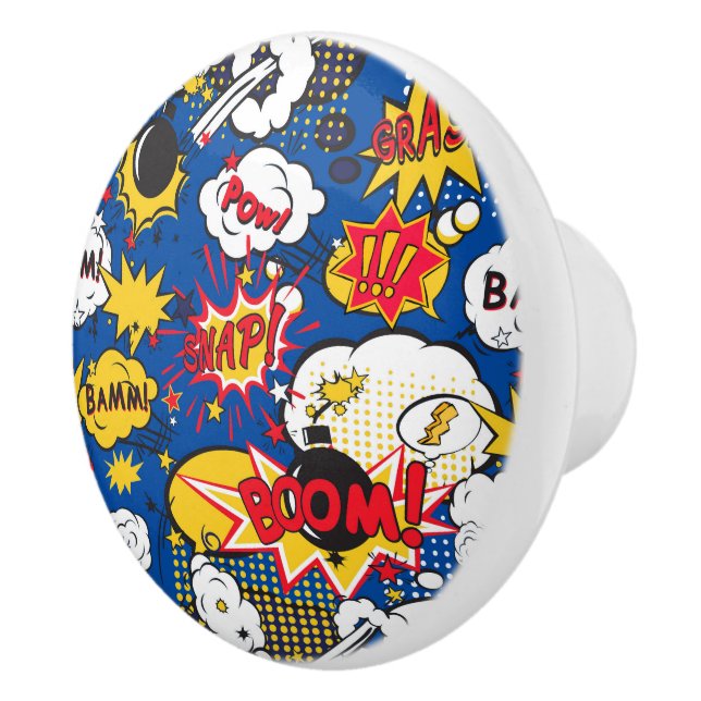 Cool superhero comics pattern  ceramic knob (Right)