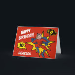 Cool Superhero Photo Birthday Card<br><div class="desc">This superhero themed birthday card which transforms your child into a superhero is the perfect way to wish any child a happy birthday. The card features their age in a speech bubble, a superhero with their photo incorporated and their name. The font styles, sizes and colors can be changed after...</div>