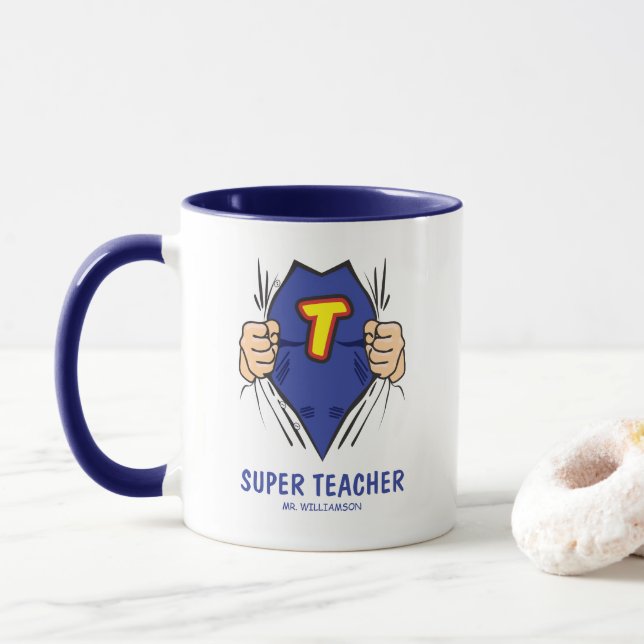 Cool Superhero Teacher Mug (With Donut)
