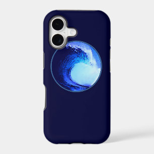 cool surf style blue wave iPhone 17 case