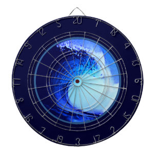 cool surf style blue wave dartboard with darts