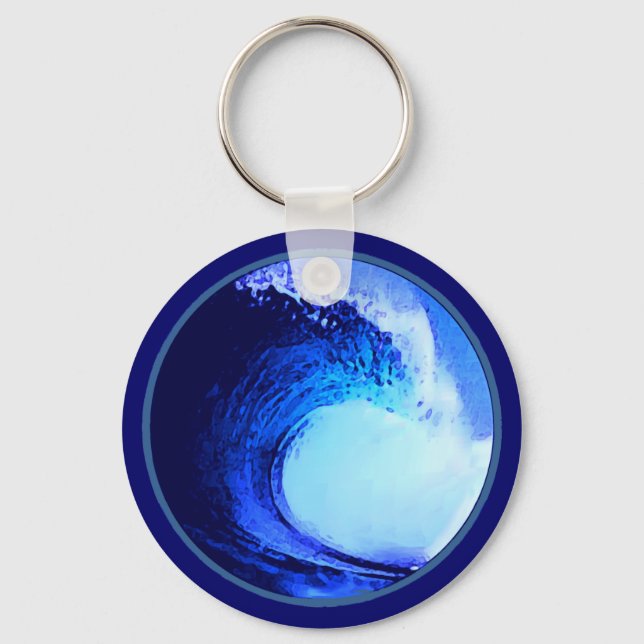 cool surf style blue wave keychain (Front)