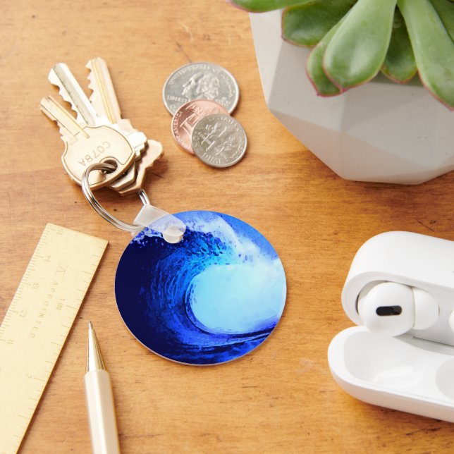 Cool Surf Style Blue Wave  Keychain (Desk)