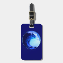 cool surf style blue wave luggage tag