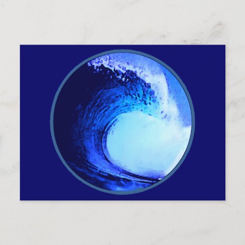 cool surf style blue wave postcard