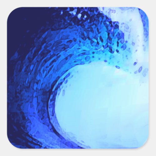 cool surf style blue wave square sticker