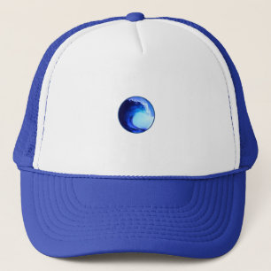 cool surf style blue wave trucker hat