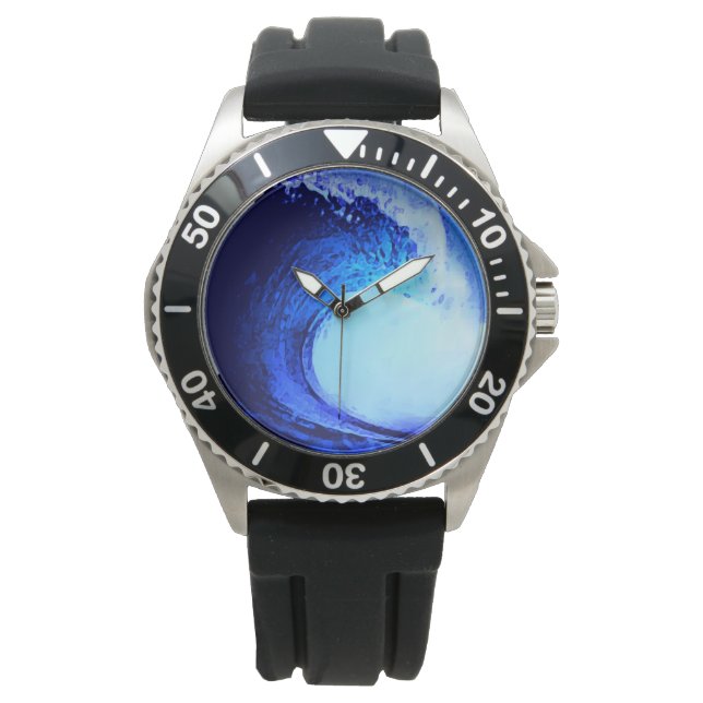 Cool Surf Style Blue Wave   Watch (Front)