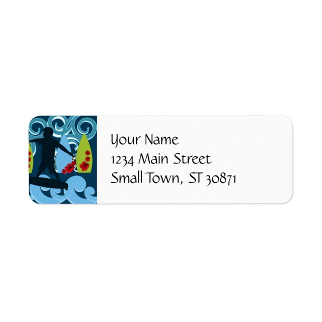 Cool Surfer Dude Surfing Beach Ocean Surf Waves Label (Front)