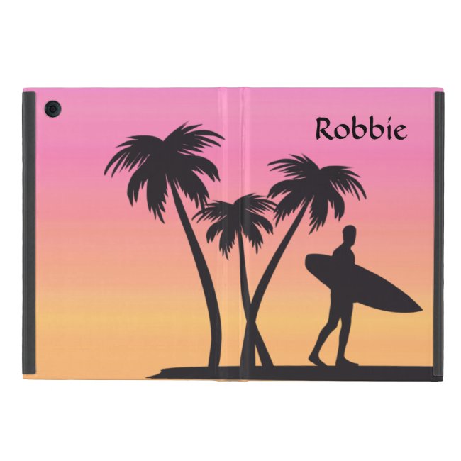Cool Surfer Silhouette Pink Sunset iPad Mini Case