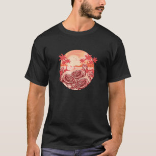 Cool Surfer Swimmer Diver Pink Flamingo Beach Surf T-Shirt