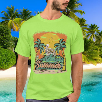 Cool Surfing Beach Lovers Skeleton  T-shirt by DoodlesGifts at Zazzle